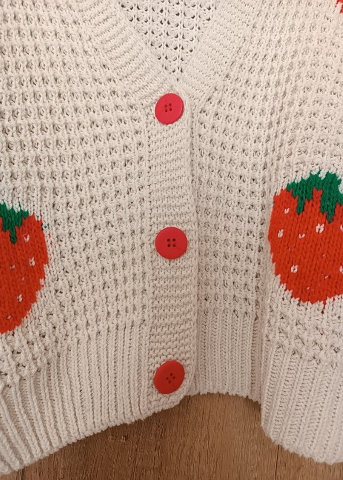 Çilek crop hırka - Görsel 2