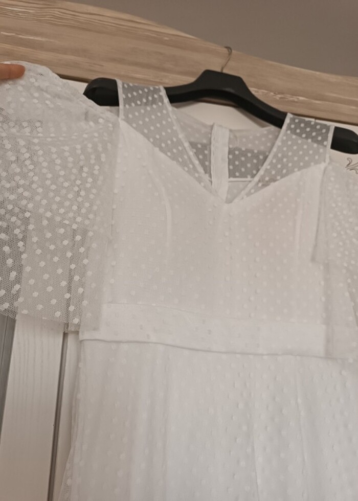 Beyaz Maxi boy abiye - Görsel 3