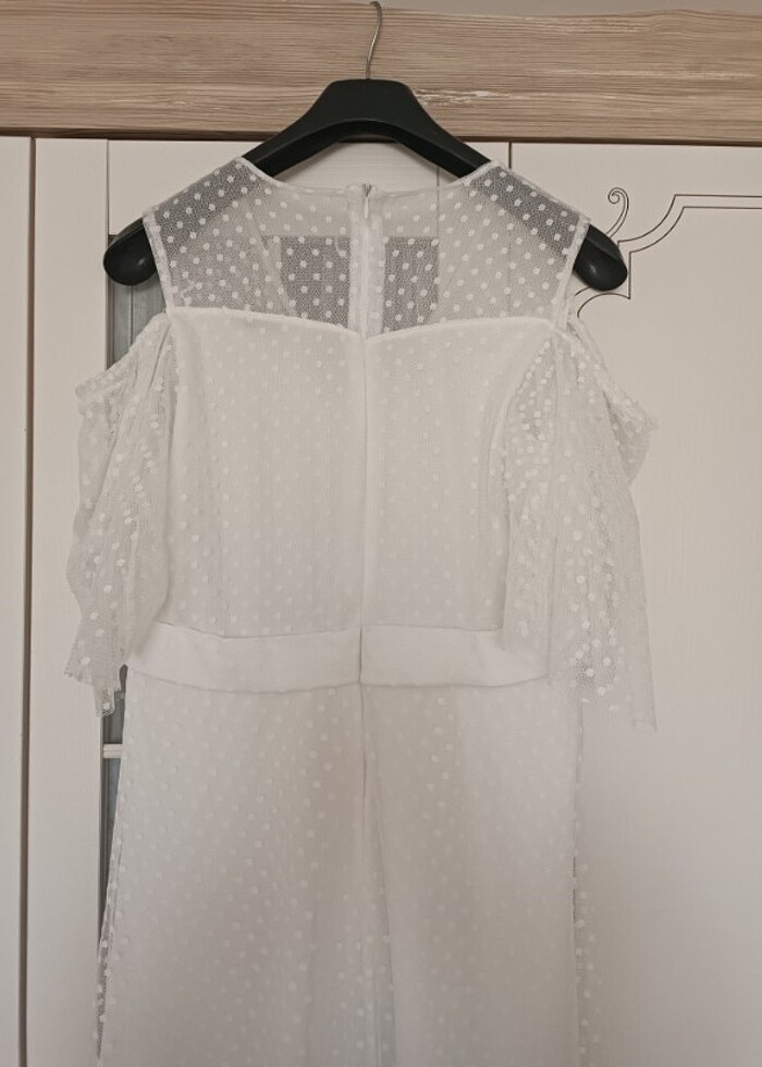 Beyaz Maxi boy abiye - Görsel 4