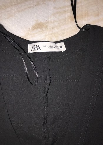 Siyah Keten V Yaka Kolsuz Bluz - Görsel 4