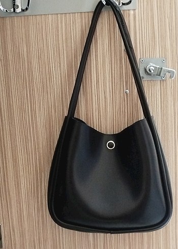 Beden siyah Renk Gri Siyah Minimalist Deri Kadın Çanta