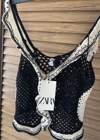 s Beden Zara Siyah Baskılı Mini Bralet