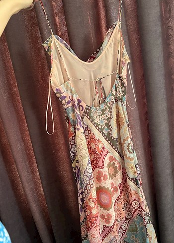 Zara Askılı, Uzun, Çok Renkli Bohem Elbise