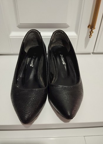 36 Beden Siyah Yılan Desenli Stiletto Topuklu Kadın Ayakkabı