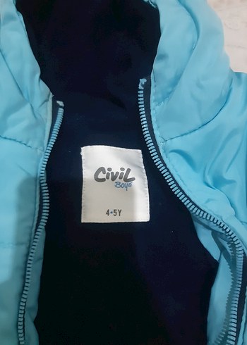 erkek Çocuk Mavi Kapüşonlu Fermuarlı Mont - Görsel 2