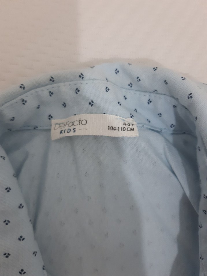 Kız Çocuk Mavi Pamuklu Uzun Kollu Gömlek - Görsel 2