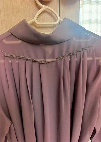 En Moda Marka Kahverengi Kuşaklı Şifon Gömlek - Görsel 4