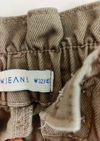 Haki renkli beli lastikli kot pantolon - Görsel 3