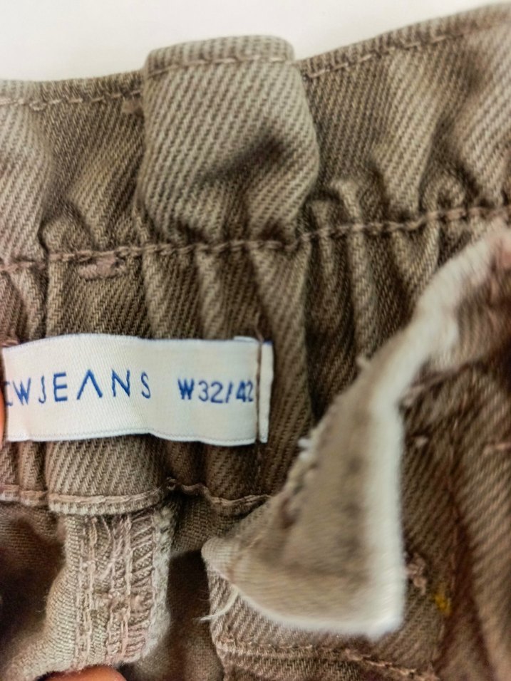 Haki renkli beli lastikli kot pantolon - Görsel 3