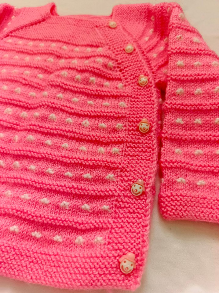 Kız Çocuk Pembe Örgü Hırka-Kazak - Görsel 3