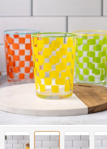Renkli Desenli Cam Bardak Seti - Görsel 3