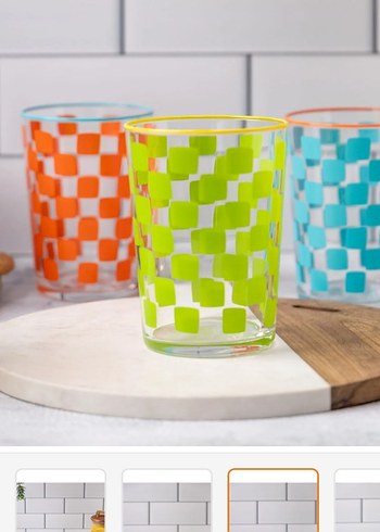 Renkli Desenli Cam Bardak Seti - Görsel 4