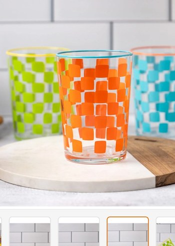 Renkli Desenli Cam Bardak Seti - Görsel 5