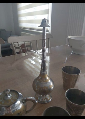 Gri ve Altın Renkli Metal Çay Seti - Görsel 5