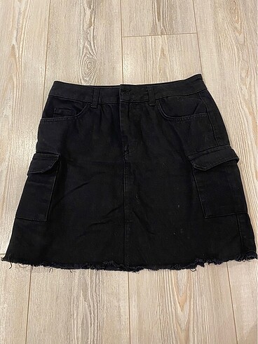Kargo siyah jean mini etek