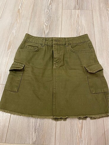 Kargo haki jean mini etek