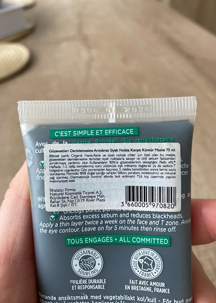 Yves rocher siyah nokta kömür maske - Görsel 2