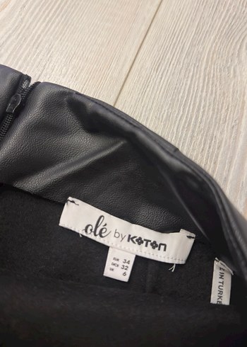 Drapeli Siyah Deri Midi Kadın etek - Görsel 4