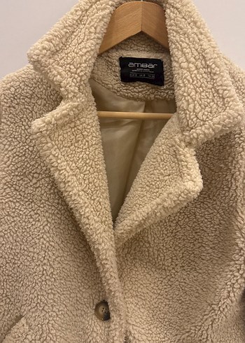 Bej Midi Kadın Peluş Kaban - Görsel 6