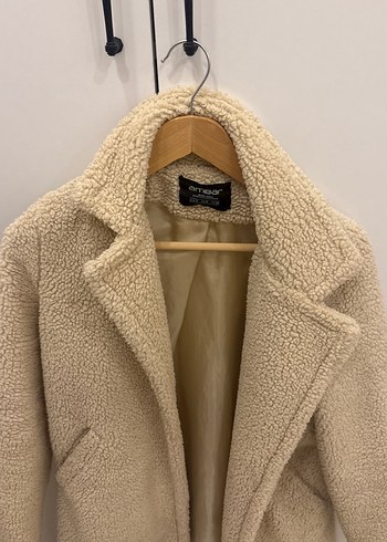 Bej Midi Kadın Peluş Kaban - Görsel 3