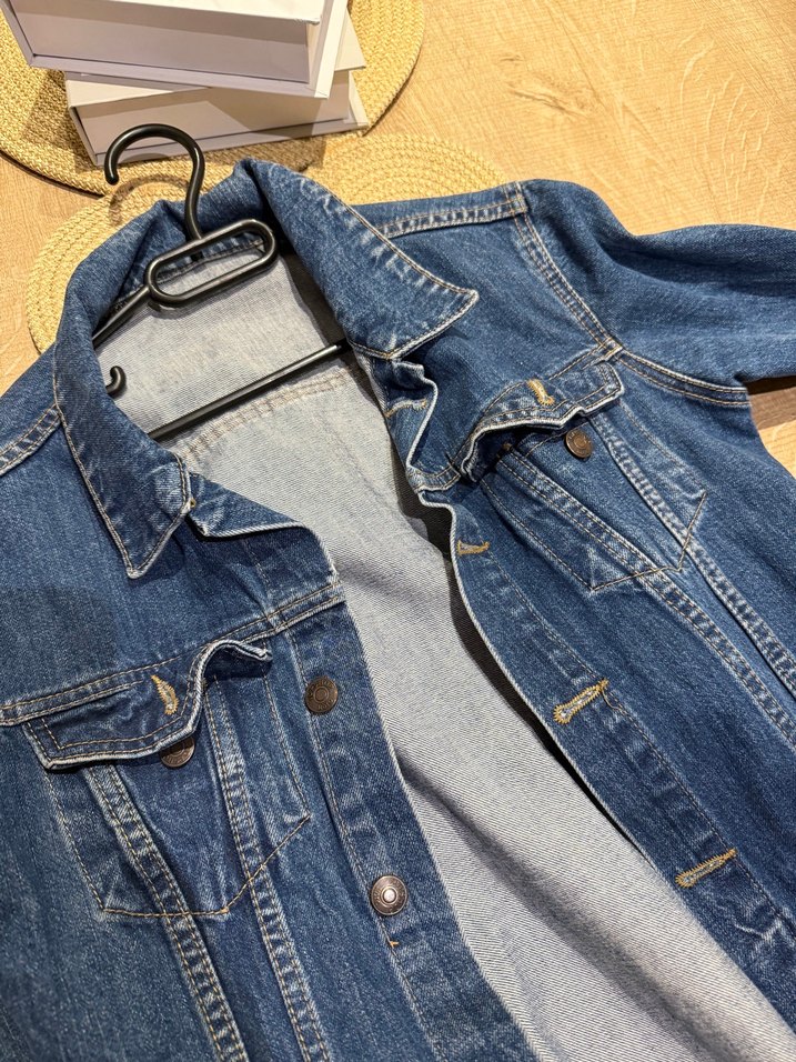 Kadın Mavi Denim Ceket, Düğmeli, Salaş Kesim - Görsel 3