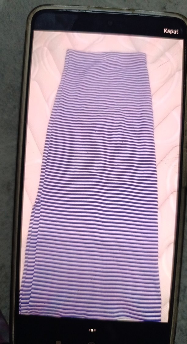 Mor Çizgili Hamile Midi Elbise - Görsel 2