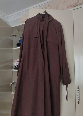 Trendyol modest kahverengi elbise 