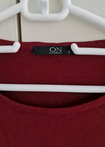 On Fashion Bordo Nakışlı Kadın Triko Kazak