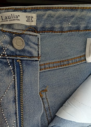 Zara Kadın Mavi Batik Desenli Kemerli Jean - Görsel 4