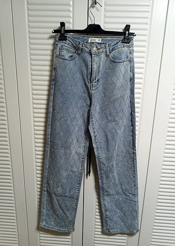 Zara Kadın Mavi Batik Desenli Kemerli Jean - Görsel 3