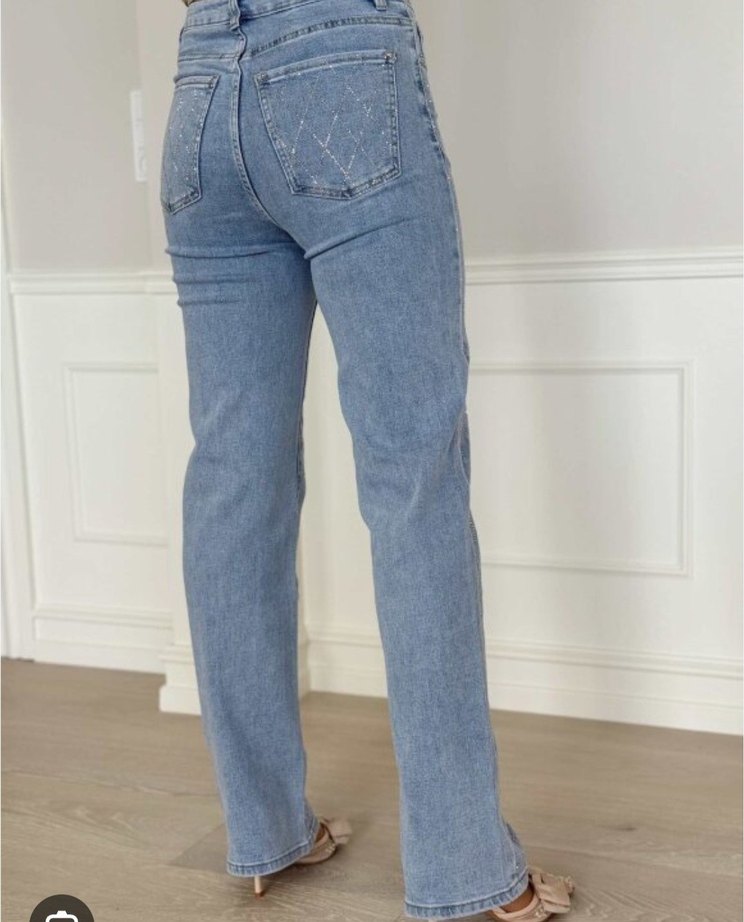 Zara Kadın Mavi Batik Desenli Kemerli Jean - Görsel 2