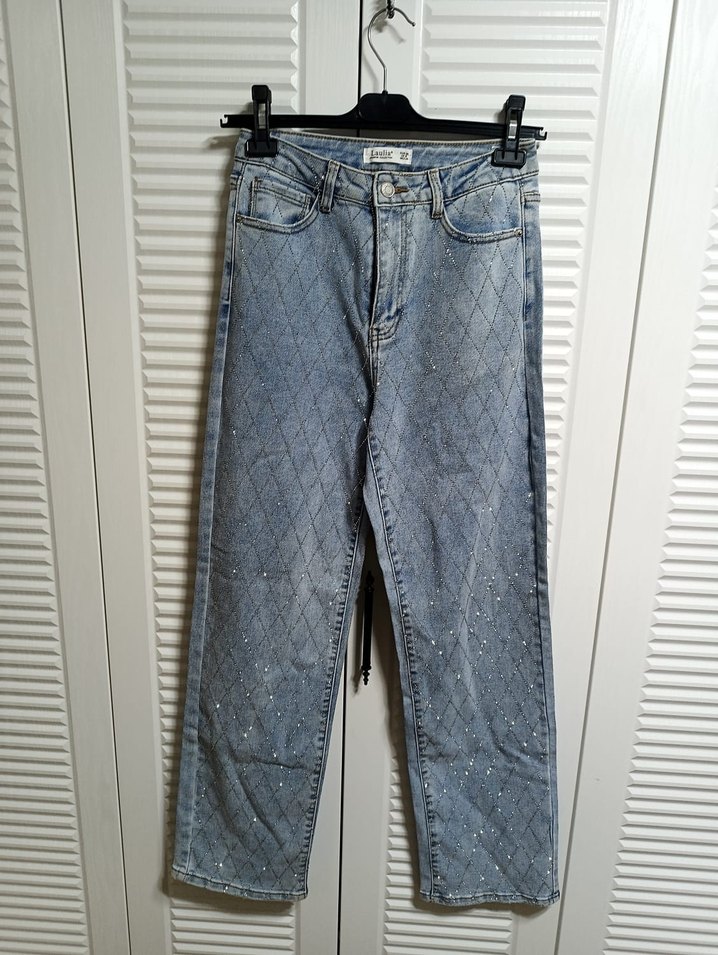 Zara Kadın Mavi Batik Desenli Kemerli Jean - Görsel 3