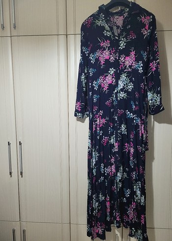 Bohem Çok Renkli Uzun Kollu Uzun Elbise - Görsel 2