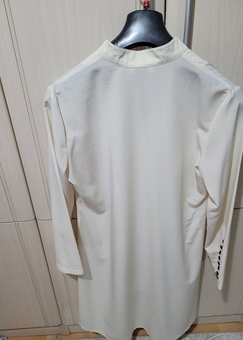 Düğmeli Beyaz Uzun Kollu Kadın Gömlek - Görsel 4