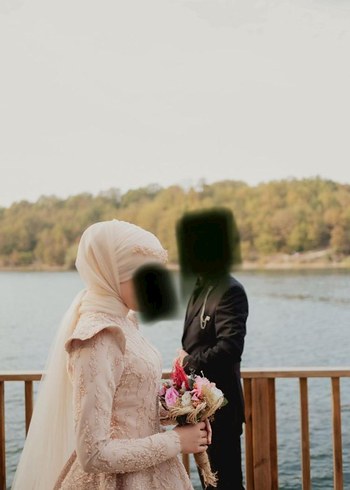 Nohut Rengi Uzun Kollu Drapeli Nişan Elbisesi - Görsel 3