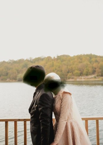 Nohut Rengi Uzun Kollu Drapeli Nişan Elbisesi - Görsel 4