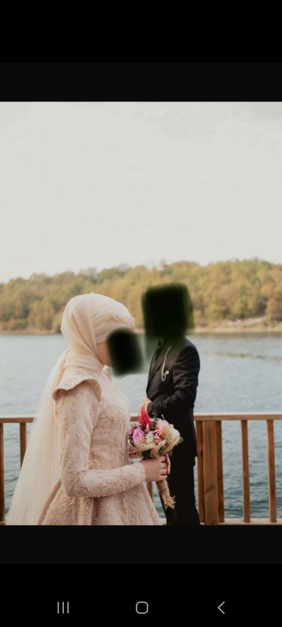 Nohut Rengi Uzun Kollu Drapeli Nişan Elbisesi - Görsel 3