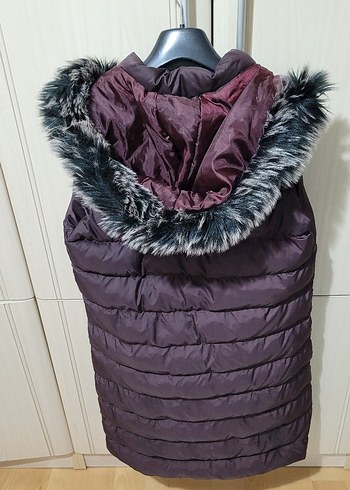 Kadın Mor Kürklü Midi Yelek - Görsel 4