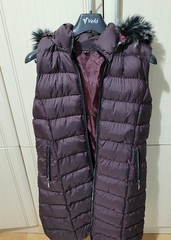 Kadın Mor Kürklü Midi Yelek - Görsel 3