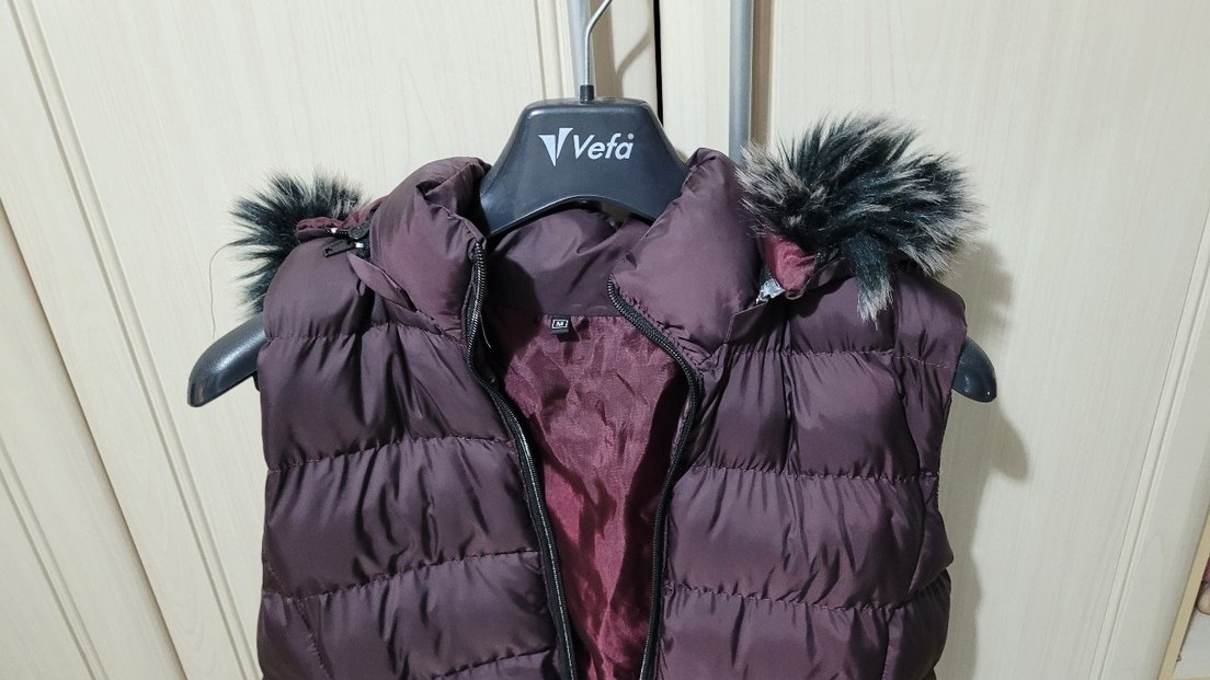 Kadın Mor Kürklü Midi Yelek - Görsel 2