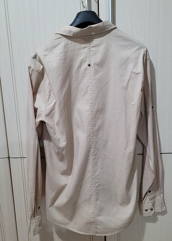 Bej Düğmeli Erkek  Gömlek - Görsel 3