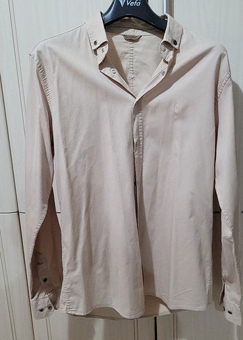 Bej Düğmeli Erkek  Gömlek - Görsel 2