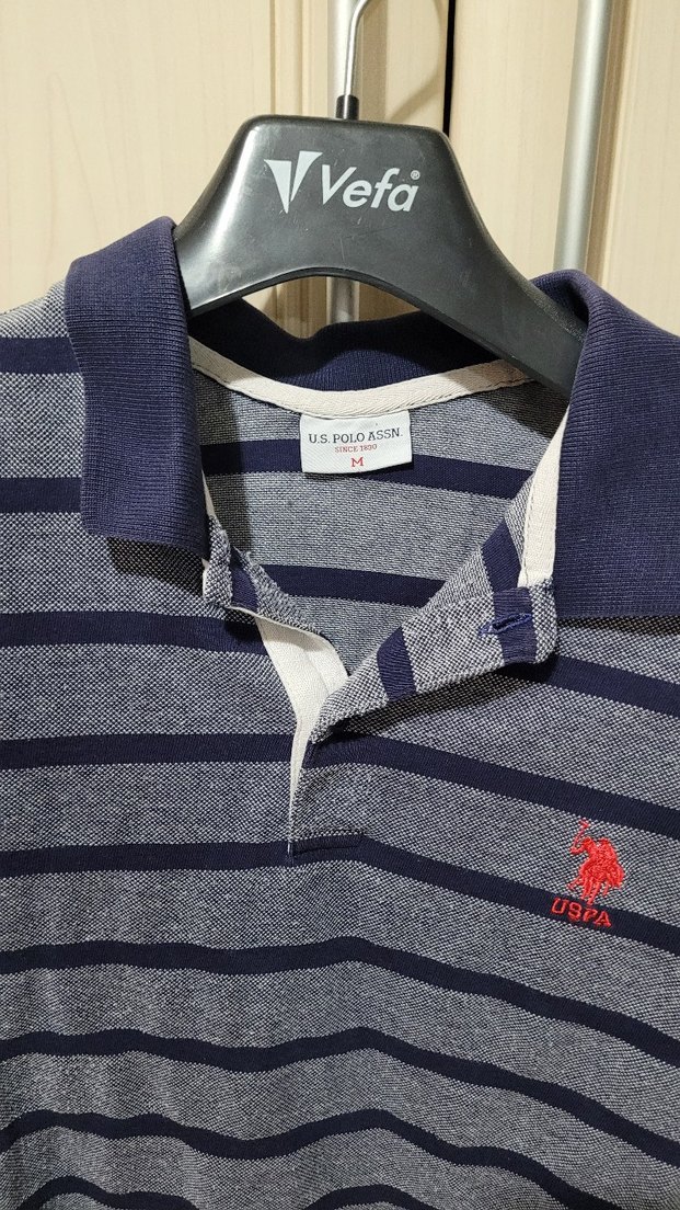 Mavi Çizgili Kısa Kollu Polo Tişört - Görsel 2