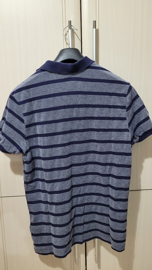 Mavi Çizgili Kısa Kollu Polo Tişört - Görsel 3