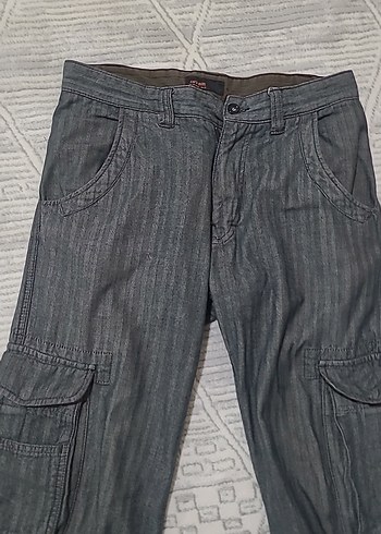 Gri Çizgili Erkek Kargo Pantolon - Görsel 2