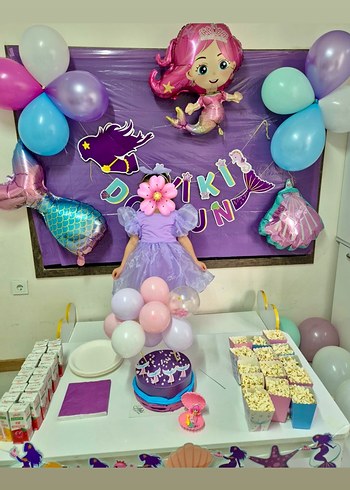 5 Yaş Beden mor Renk Le Mabelle Pastel Mor Kabarık Kollu Kız Çocuk Elbise
