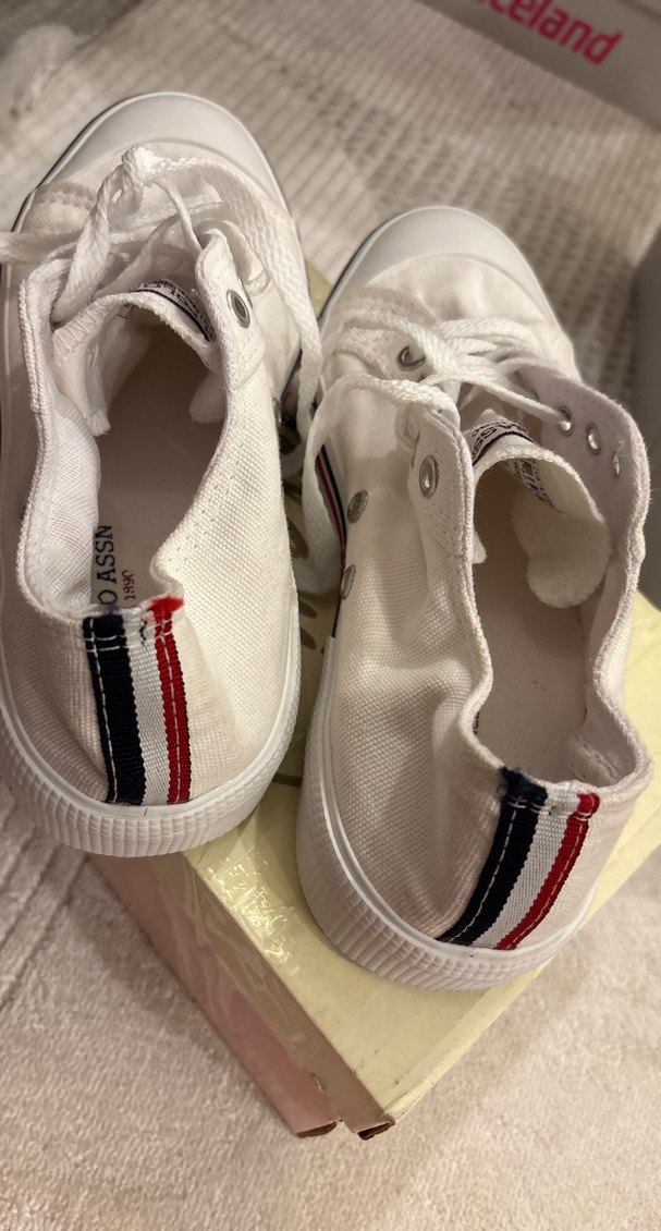 Kadın Beyaz Bağcıklı Keten Spor Ayakkabı - Görsel 3