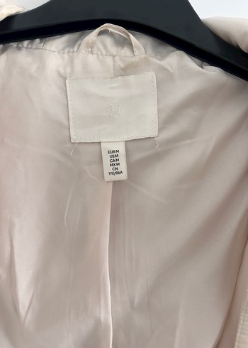 H&M Bej Kapüşonlu Kadın Midi Boy Peluş Ceket