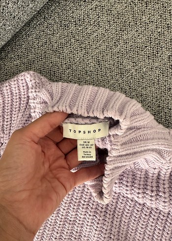 Topshop Kadın Gri Boğazlı Örgü Kazak