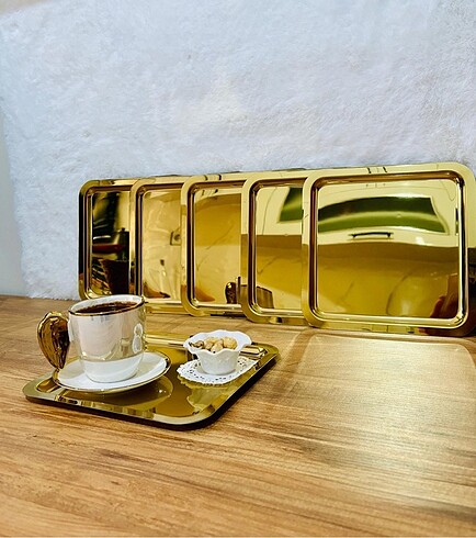 Beden Renk 6?lı Kare Gold Sunum Tepsisi